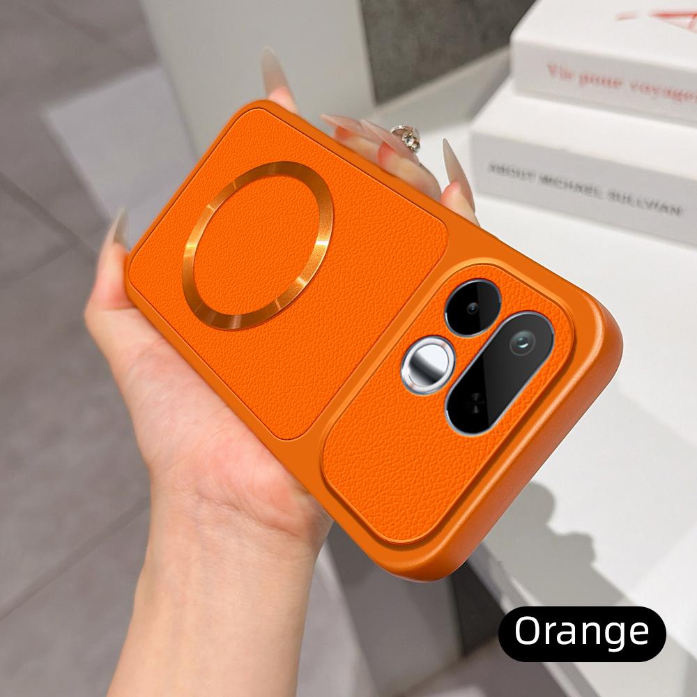 For Realme 16T 5G Lambskin Series Magnetic Skin Feel Phone Case(Orange)
