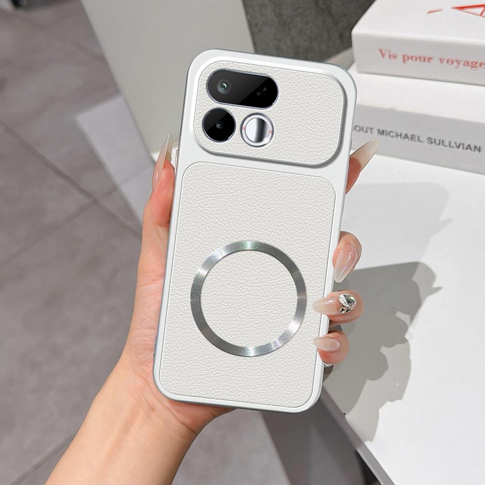 For Realme 16T 5G Lambskin Series Magnetic Skin Feel Phone Case(Silver)