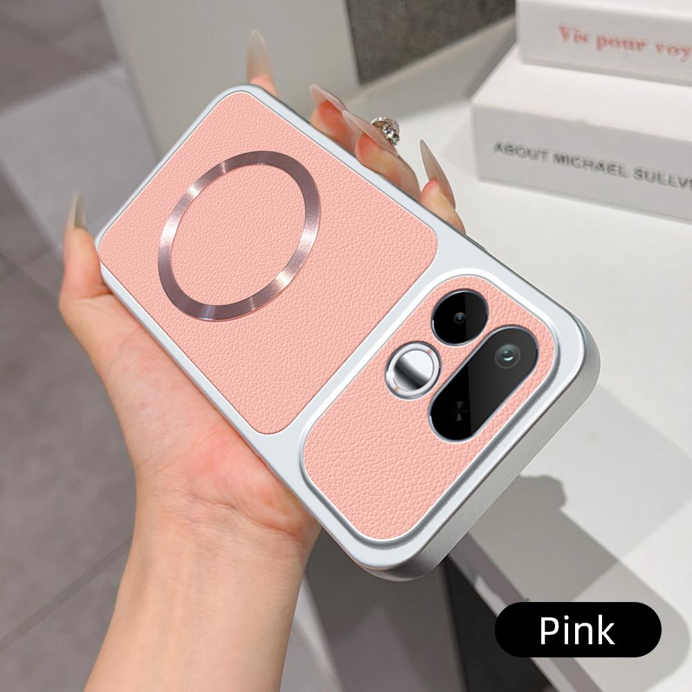 For Realme 16T 5G Lambskin Series Magnetic Skin Feel Phone Case(Pink)