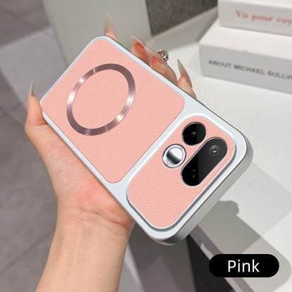 For Realme 16T 5G Lambskin Series Magnetic Skin Feel Phone Case(Pink)