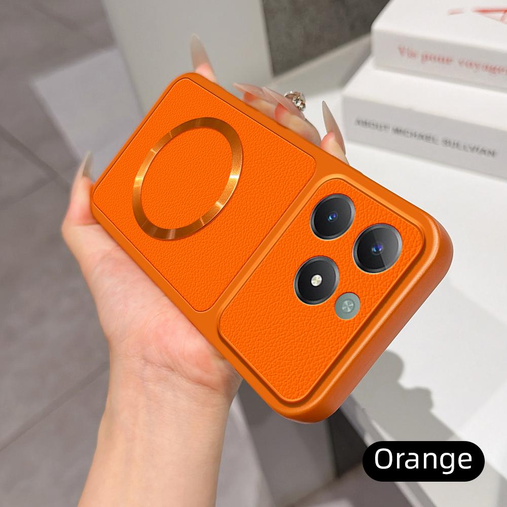 For Realme C61 Lambskin Series Magnetic Skin Feel Phone Case(Orange)