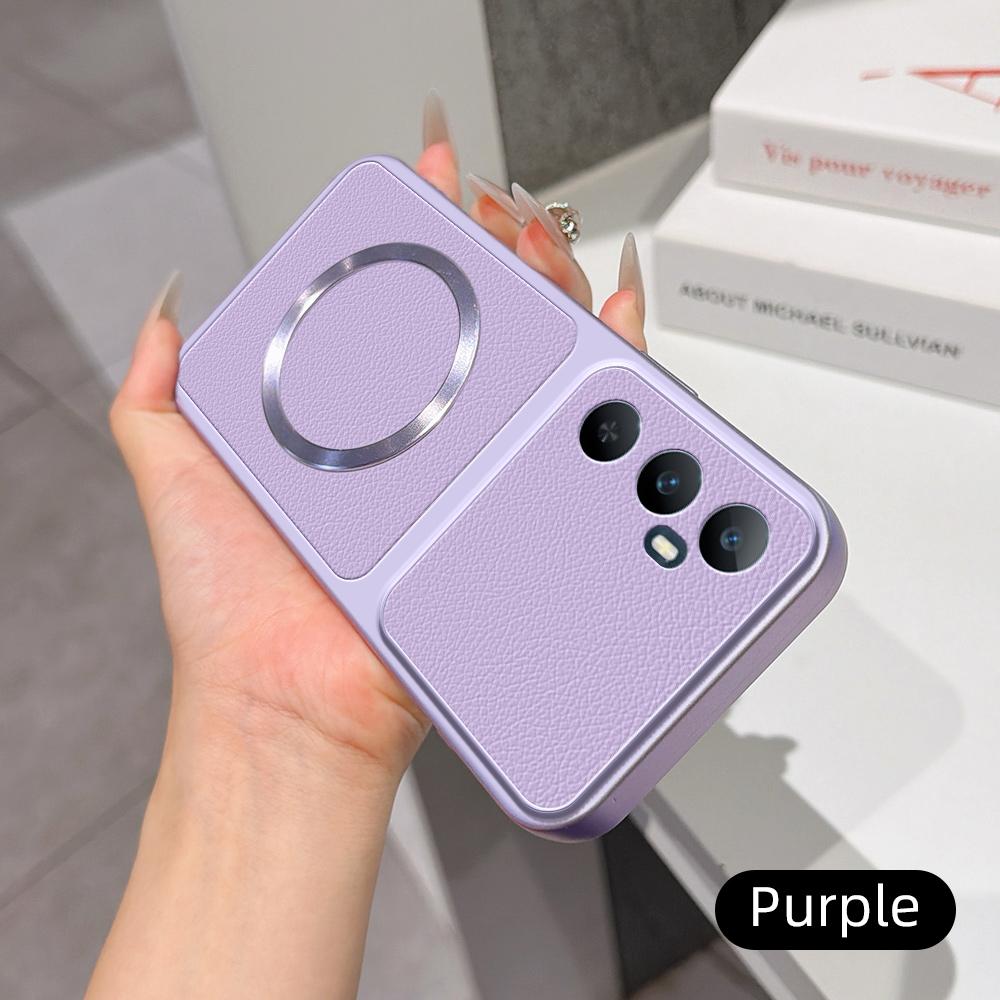 For Realme C65 4G Lambskin Series Magnetic Skin Feel Phone Case(Purple)
