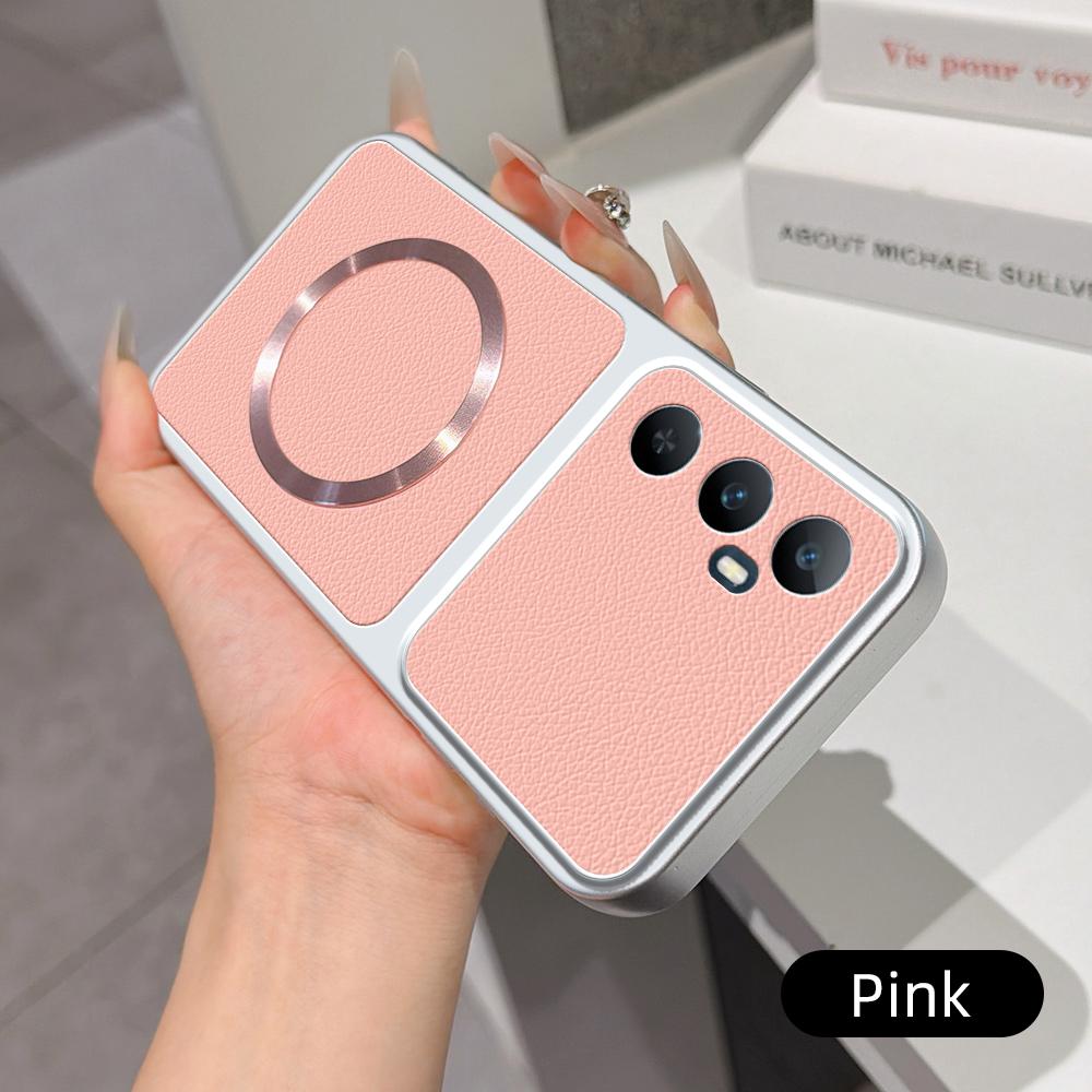 For Realme C65 4G Lambskin Series Magnetic Skin Feel Phone Case(Pink)