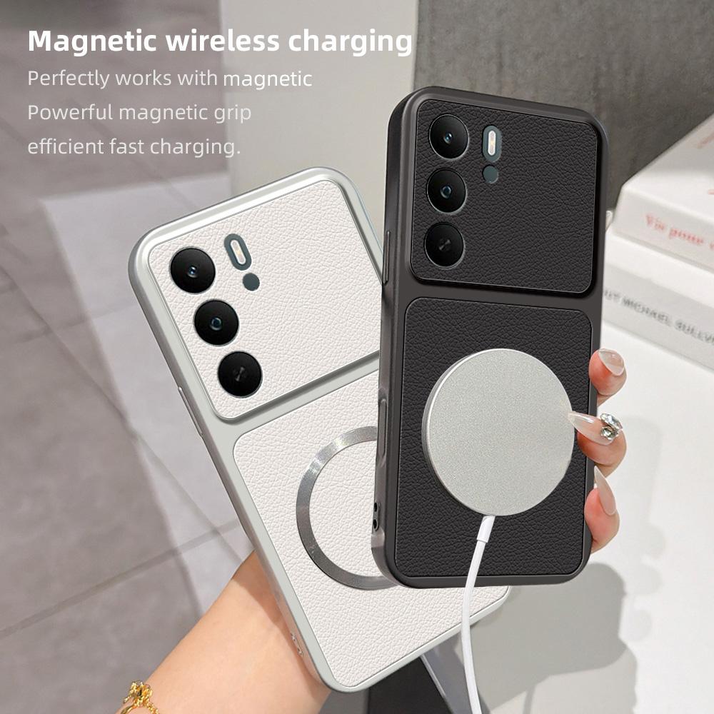 For Realme C75 5G Lambskin Series Magnetic Skin Feel Phone Case(Orange)
