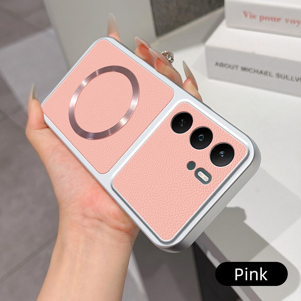 For Realme C75 5G Lambskin Series Magnetic Skin Feel Phone Case(Pink)