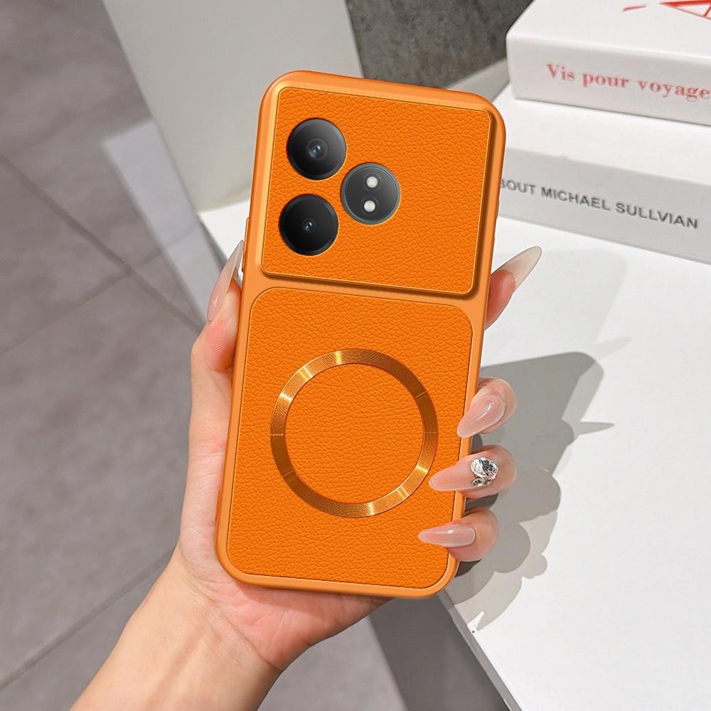 For Realme GT Neo6 SE Lambskin Series Magnetic Skin Feel Phone Case(Orange)