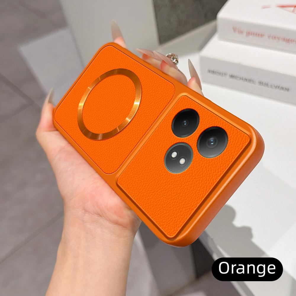For Realme GT Neo6 SE Lambskin Series Magnetic Skin Feel Phone Case(Orange)