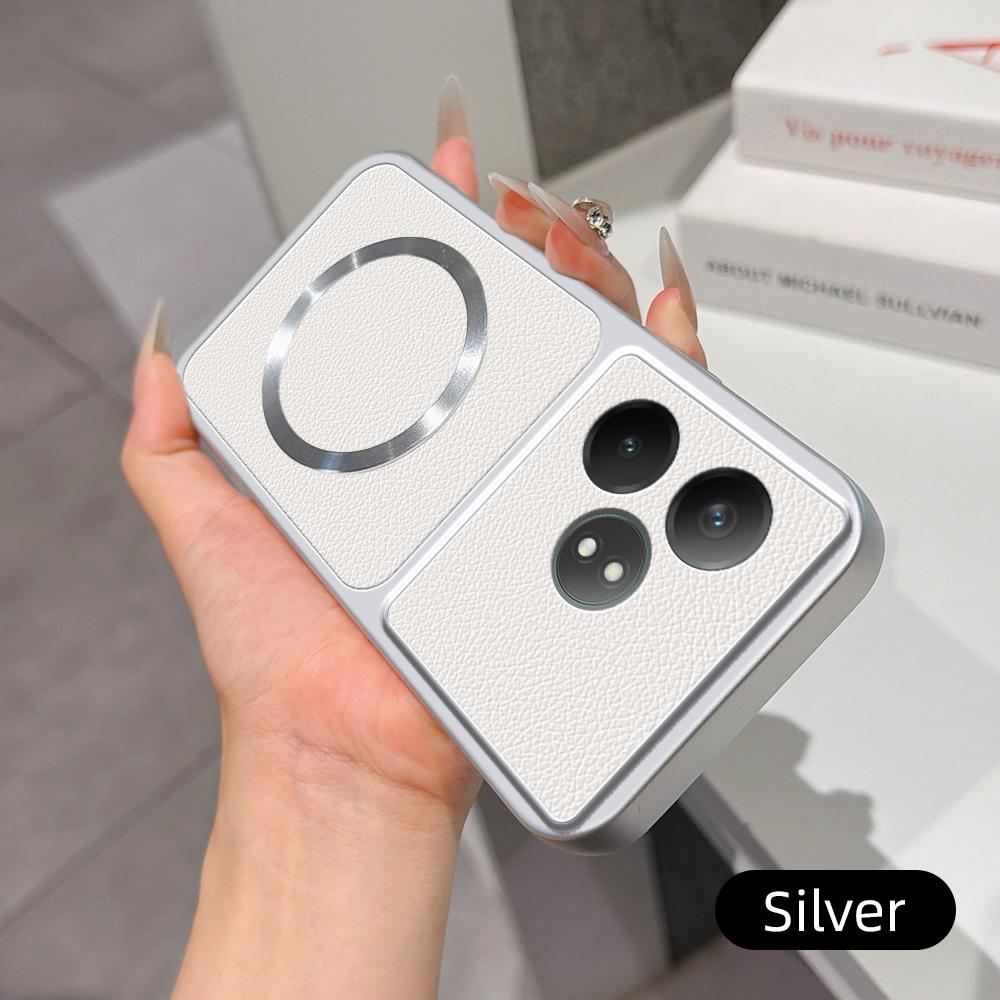 For Realme GT Neo6 SE Lambskin Series Magnetic Skin Feel Phone Case(Silver)