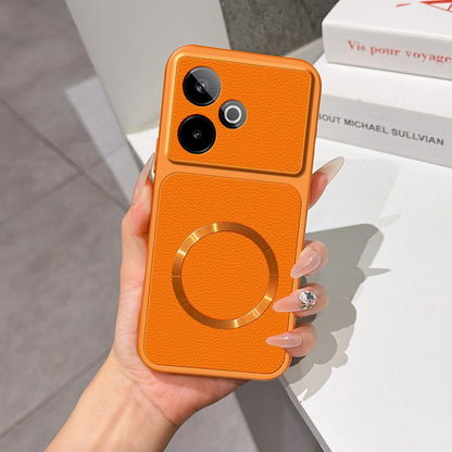For Realme GT 7 5G Global Lambskin Series Magnetic Skin Feel Phone Case(Orange)
