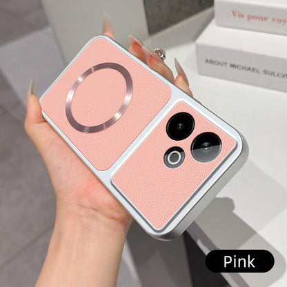 For Realme GT 7 5G Global Lambskin Series Magnetic Skin Feel Phone Case(Pink)
