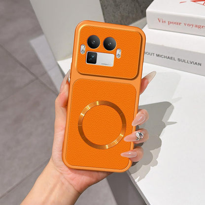 For Realme GT 8 Pro Global Lambskin Series Magnetic Skin Feel Phone Case(Orange)