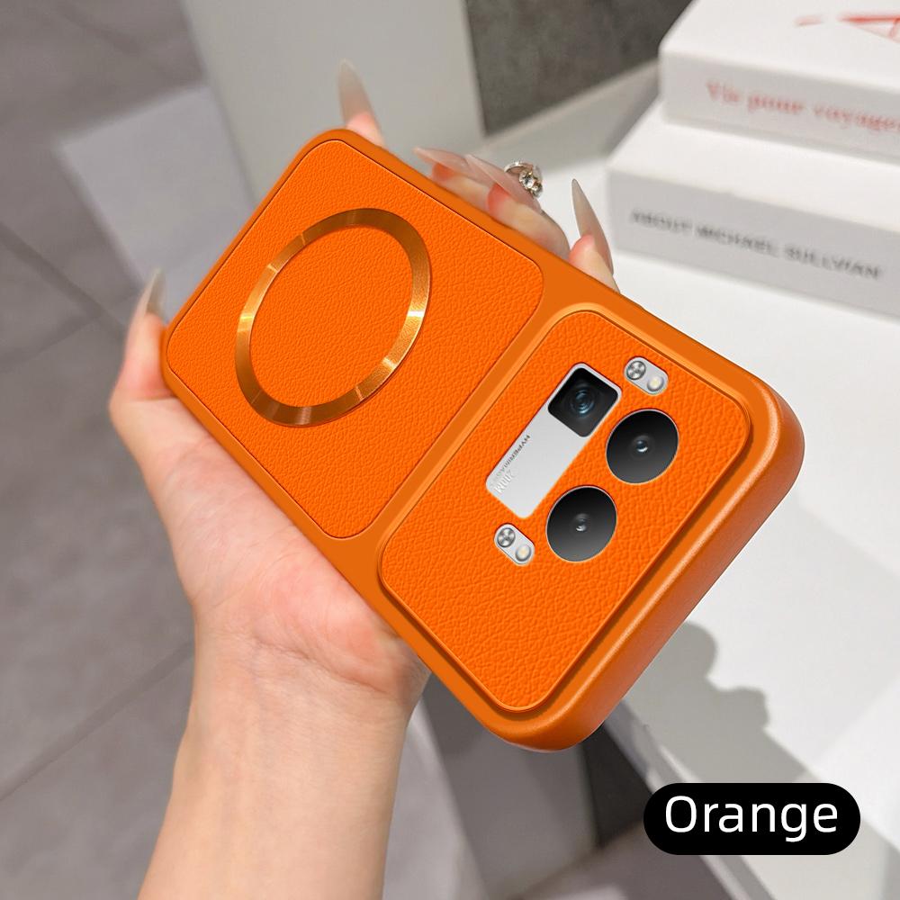 For Realme GT 8 Pro Global Lambskin Series Magnetic Skin Feel Phone Case(Orange)