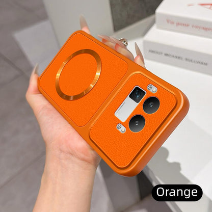 For Realme GT 8 Pro Global Lambskin Series Magnetic Skin Feel Phone Case(Orange)