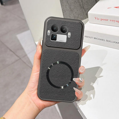 For Realme GT 8 Pro Global Lambskin Series Magnetic Skin Feel Phone Case(Black)