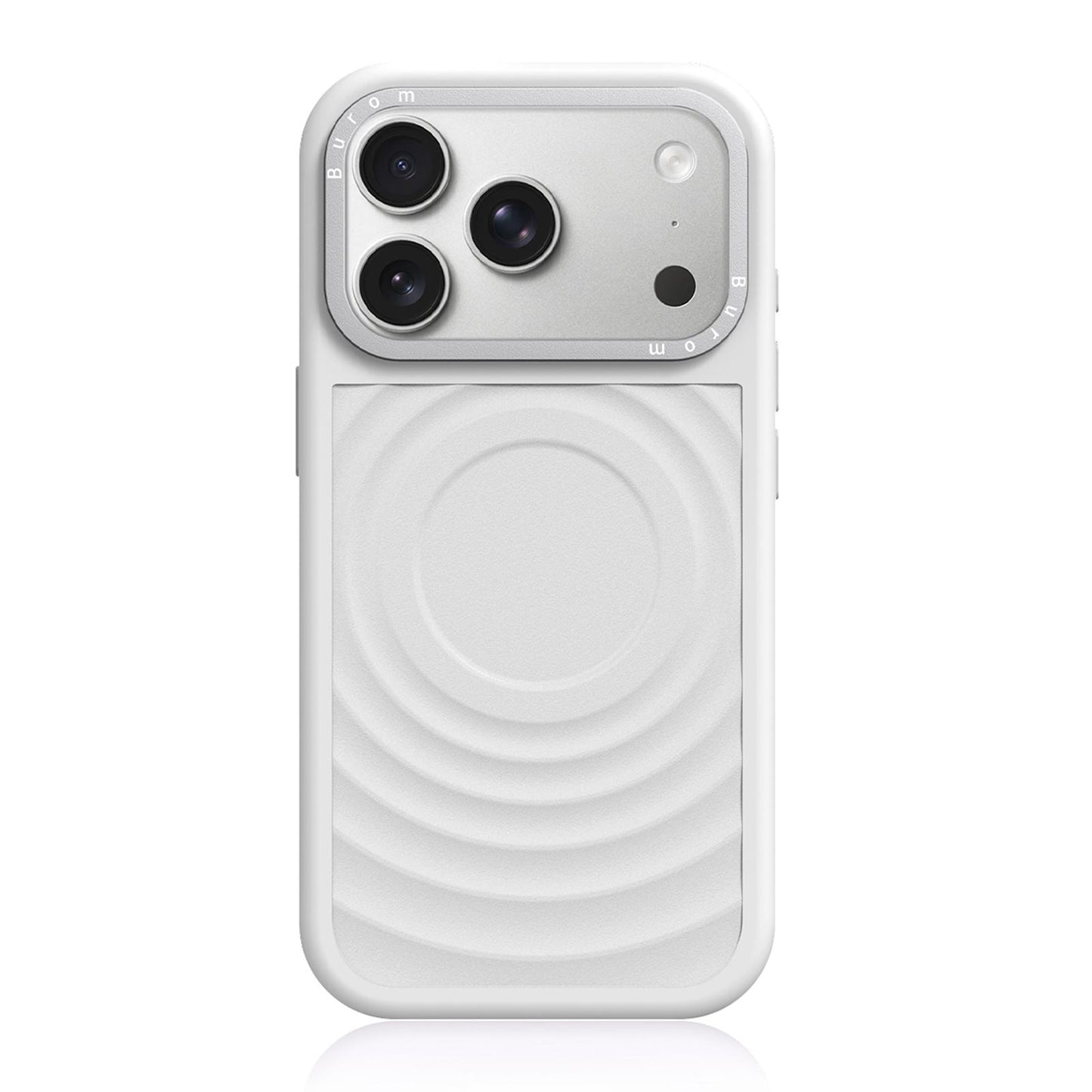 For iPhone 18 Pro Max Liquid Silicone Frame Hybrid Ripple Back Panel Magnetic Phone Case(White)