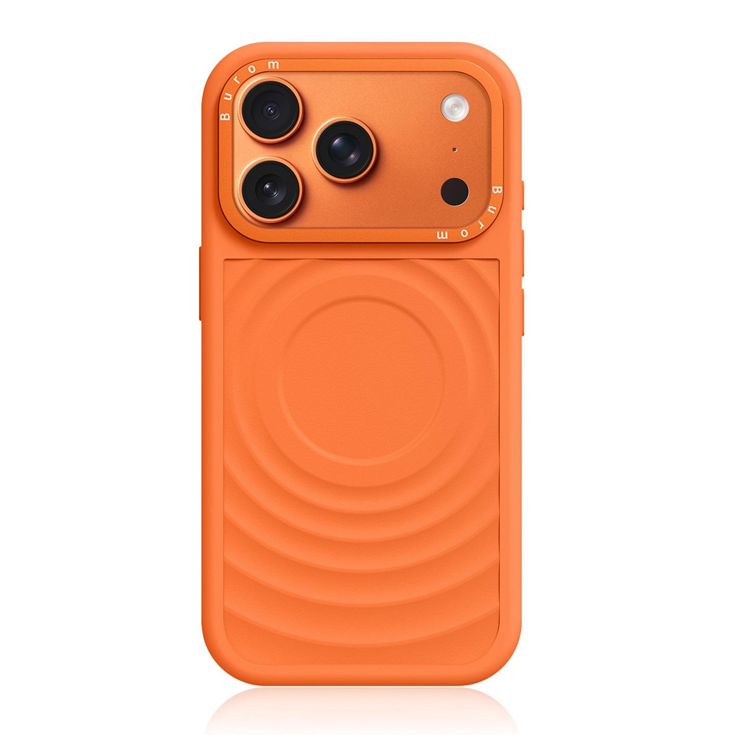 For iPhone 18 Pro Max Liquid Silicone Frame Hybrid Ripple Back Panel Magnetic Phone Case(Orange)