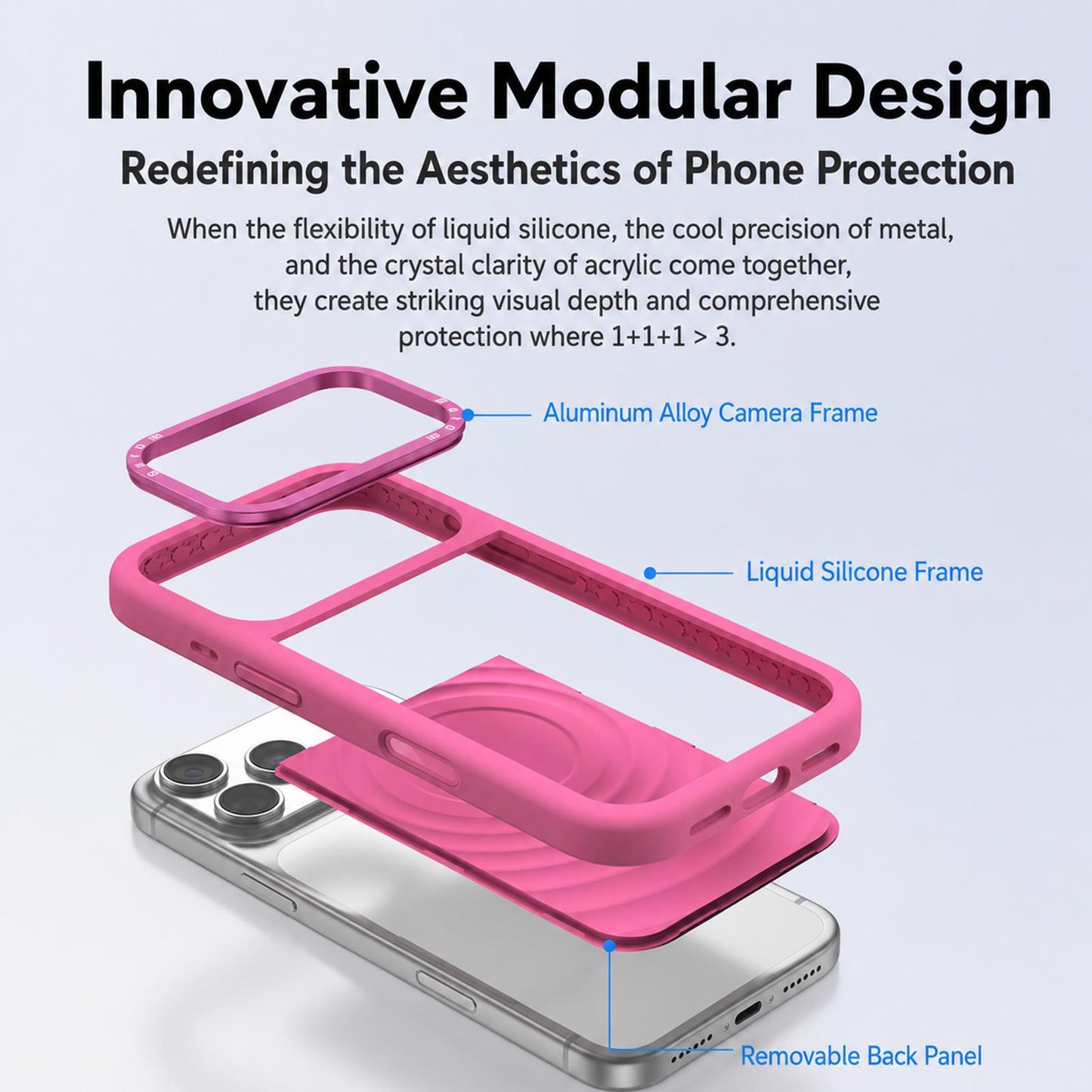 For iPhone 18 Pro Max Liquid Silicone Frame Hybrid Ripple Back Panel Magnetic Phone Case(Silver)