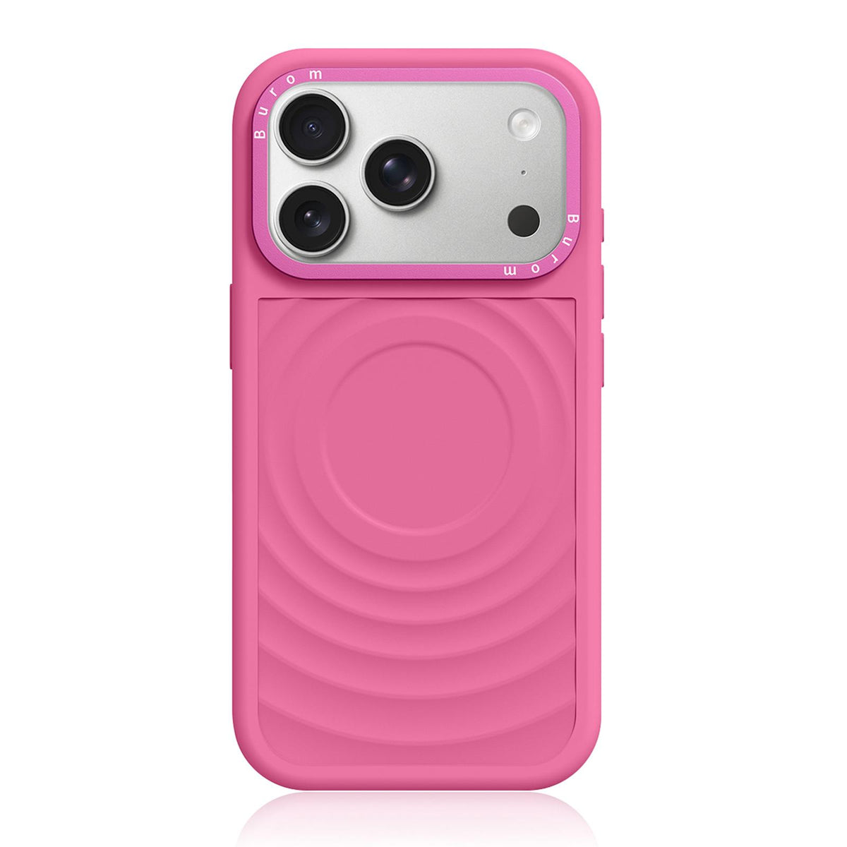 For iPhone 18 Pro Liquid Silicone Frame Hybrid Ripple Back Panel Magnetic Phone Case - Rose Pink - EDA010018402E