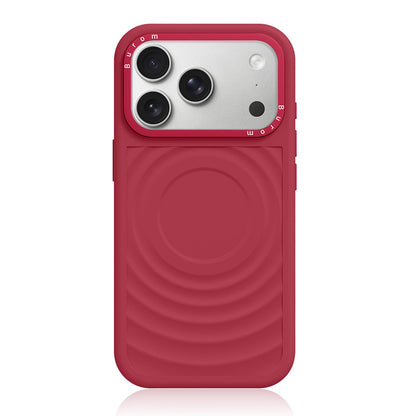 For iPhone 17 Pro Liquid Silicone Frame Hybrid Ripple Back Panel Magnetic Phone Case(Red)
