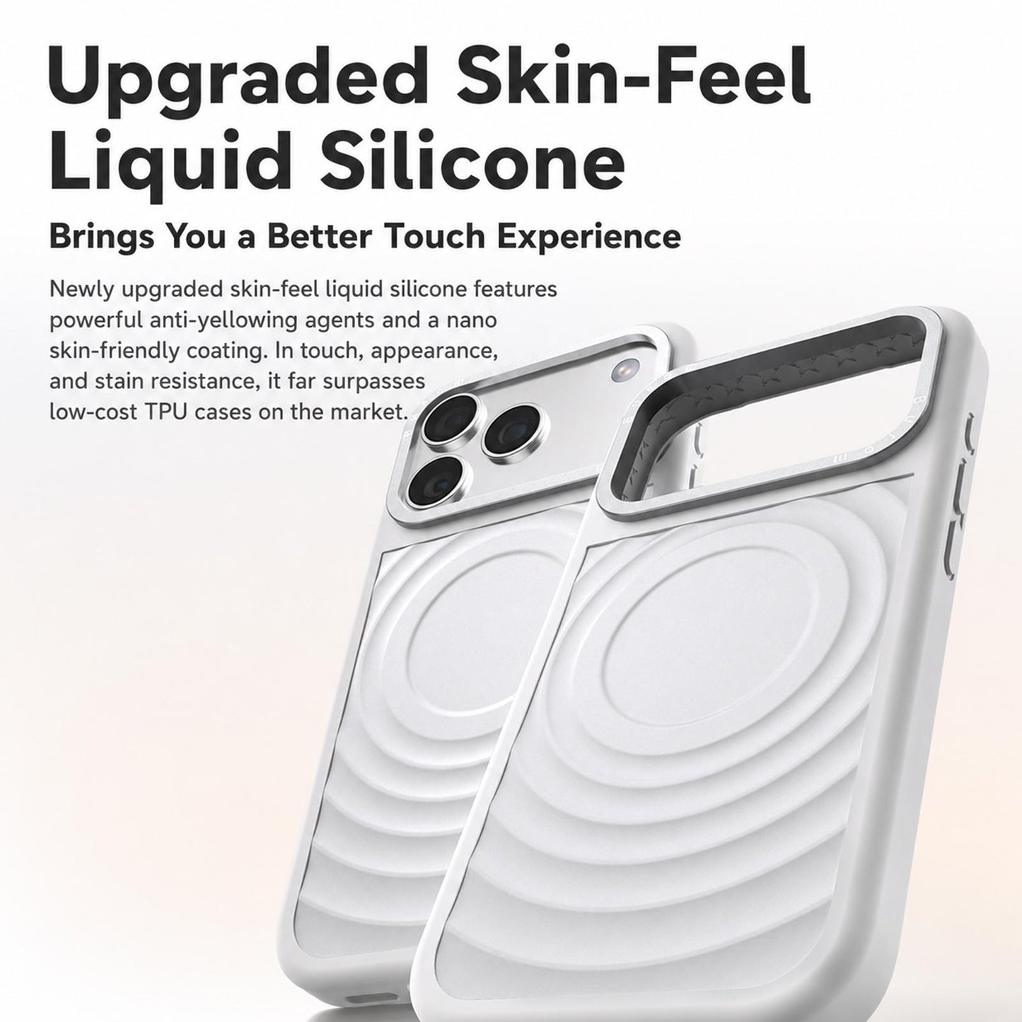 For iPhone 17 Pro Liquid Silicone Frame Hybrid Ripple Back Panel Magnetic Phone Case(Red)
