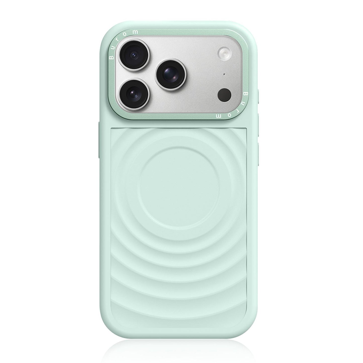 For iPhone 17 Pro Liquid Silicone Frame Hybrid Ripple Back Panel Magnetic Phone Case(Green)