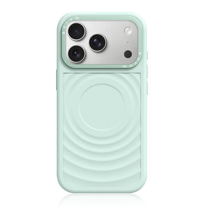 For iPhone 17 Pro Liquid Silicone Frame Hybrid Ripple Back Panel Magnetic Phone Case(Green)