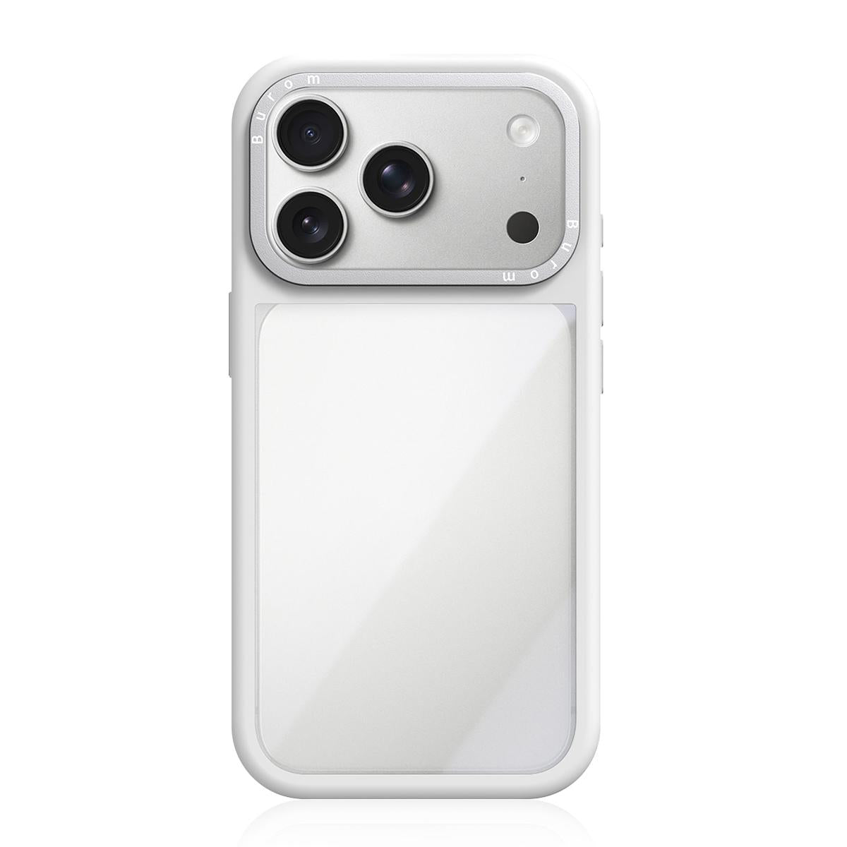 For iPhone 18 Pro Max Liquid Silicone Frame Hybrid Clear Acrylic Back Panel Phone Case(White)