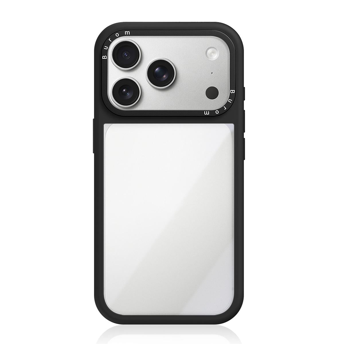 For iPhone 18 Pro Max Liquid Silicone Frame Hybrid Clear Acrylic Back Panel Phone Case(Black)