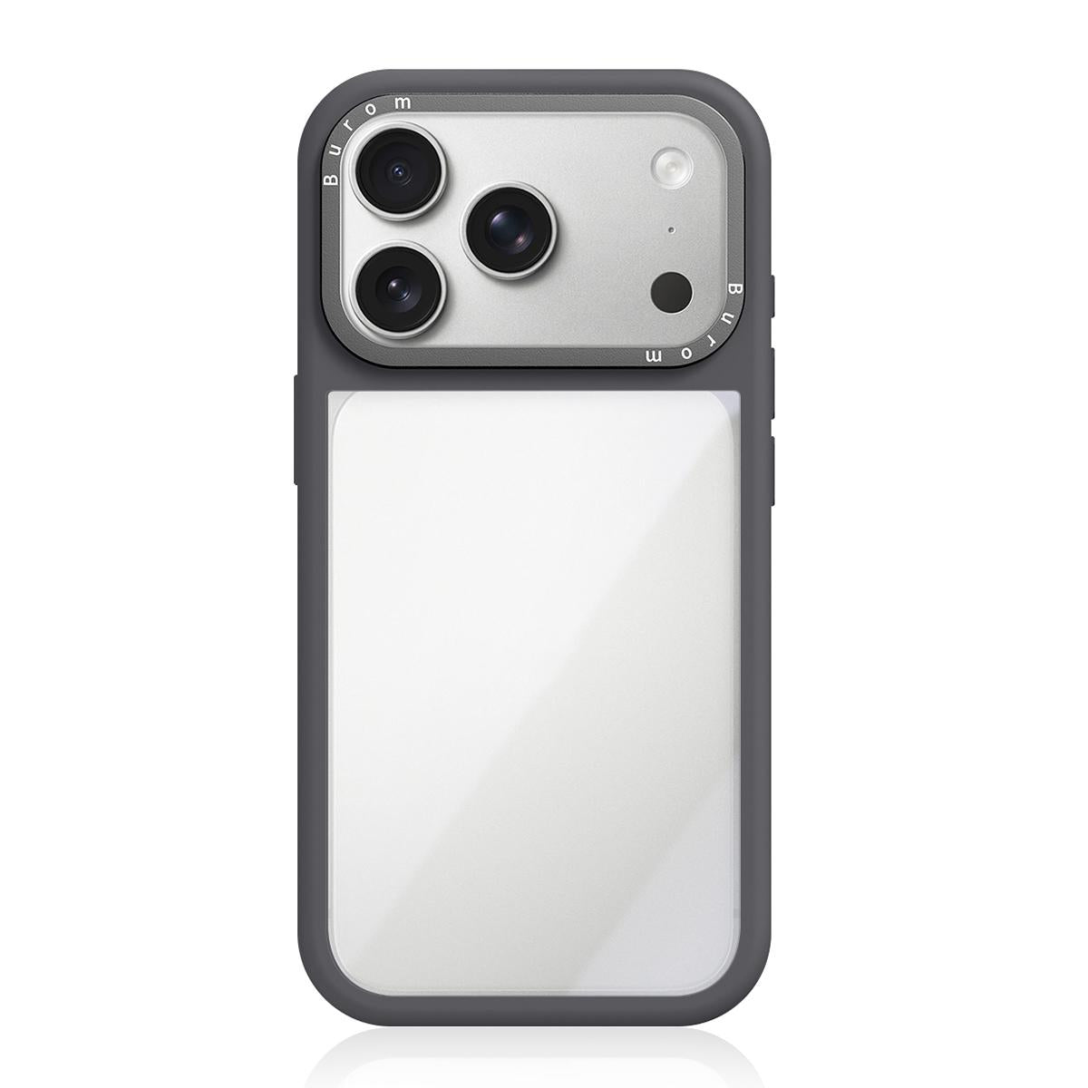 For iPhone 18 Pro Max Liquid Silicone Frame Hybrid Clear Acrylic Back Panel Phone Case(Grey)