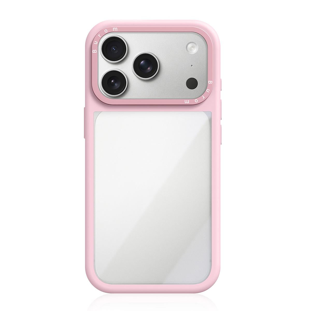 For iPhone 18 Pro Max Liquid Silicone Frame Hybrid Clear Acrylic Back Panel Phone Case(Light Pink)