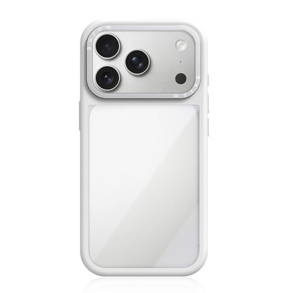For iPhone 18 Pro Liquid Silicone Frame Hybrid Clear Acrylic Back Panel Phone Case(White)