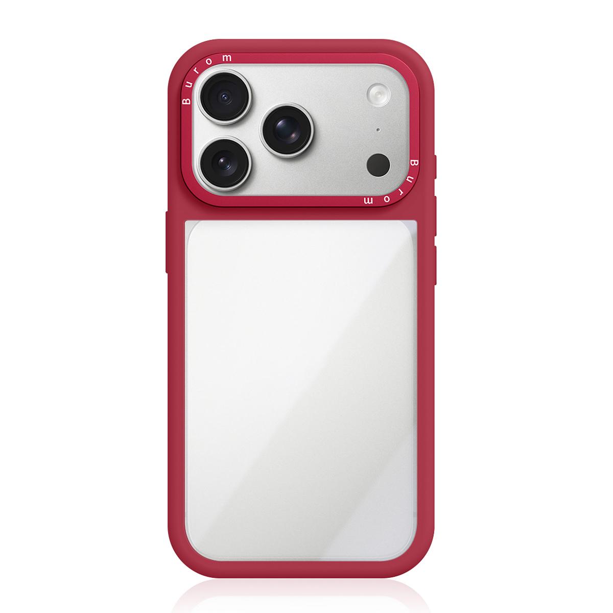 For iPhone 18 Pro Liquid Silicone Frame Hybrid Clear Acrylic Back Panel Phone Case(Red)