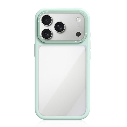 For iPhone 18 Pro Liquid Silicone Frame Hybrid Clear Acrylic Back Panel Phone Case(Green)