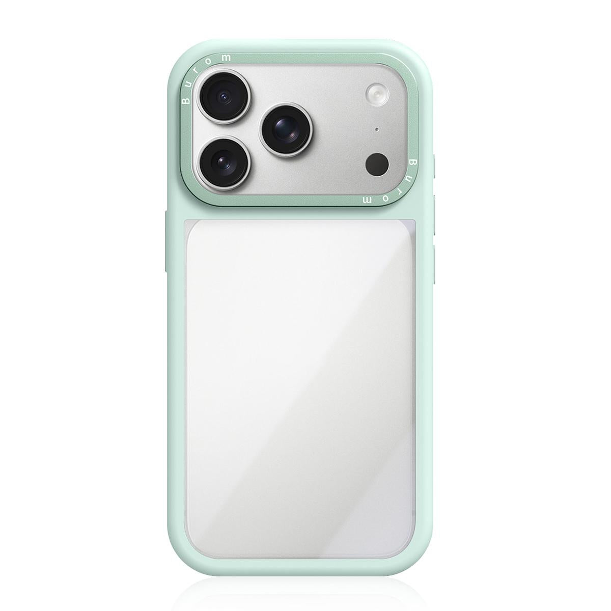 For iPhone 17 Pro Liquid Silicone Frame Hybrid Clear Acrylic Back Panel Phone Case(Green)