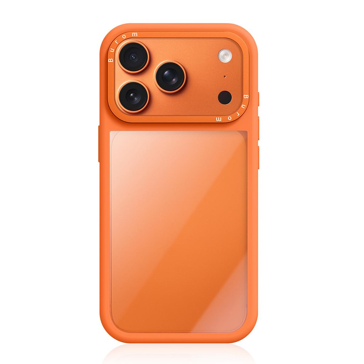 For iPhone 17 Pro Liquid Silicone Frame Hybrid Clear Acrylic Back Panel Phone Case(Orange)