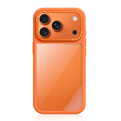 For iPhone 17 Pro Liquid Silicone Frame Hybrid Clear Acrylic Back Panel Phone Case(Orange)