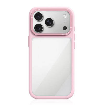 For iPhone 17 Pro Liquid Silicone Frame Hybrid Clear Acrylic Back Panel Phone Case(Light Pink)