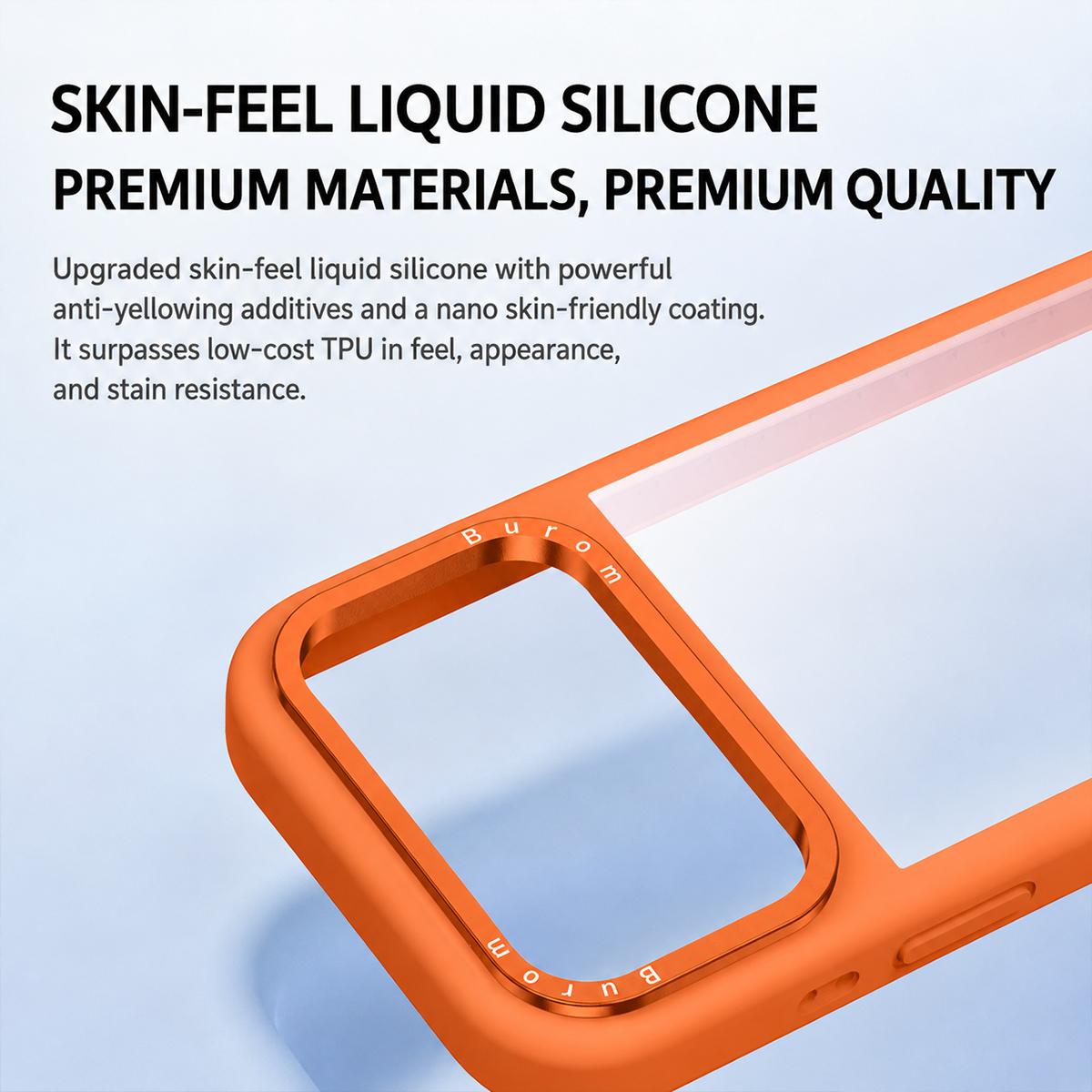 For iPhone 17 Pro Max Liquid Silicone Frame Hybrid Clear Back Panel Magnetic Phone Case(Black)