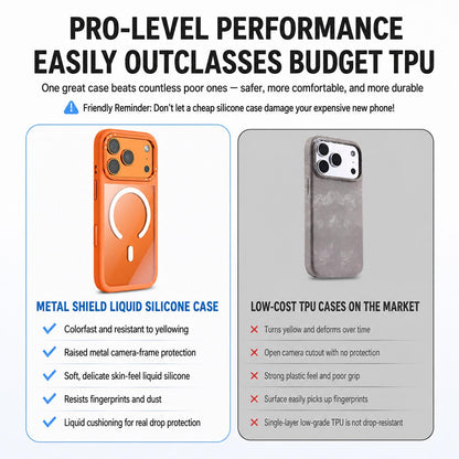 For iPhone 17 Pro Max Liquid Silicone Frame Hybrid Clear Back Panel Magnetic Phone Case(Black)
