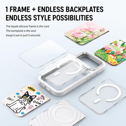 For iPhone 17 Pro Max Liquid Silicone Frame Hybrid Clear Back Panel Magnetic Phone Case(Black)