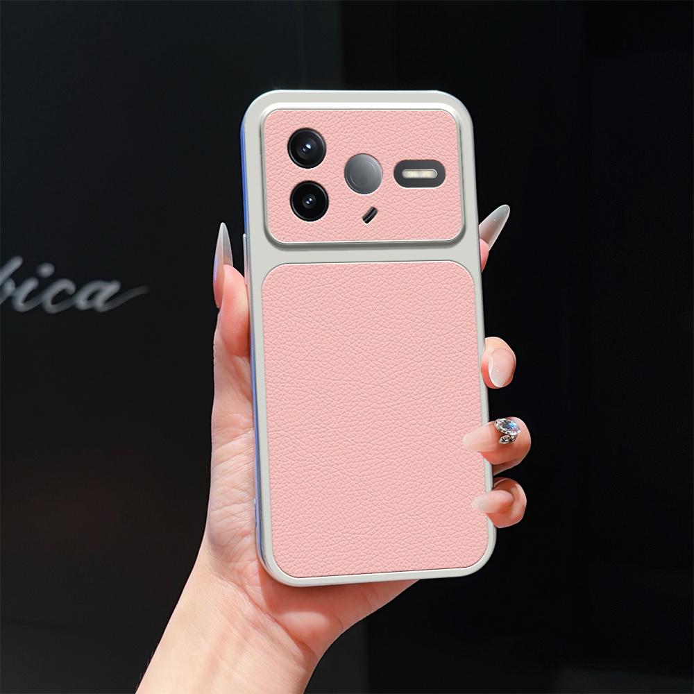 For Redmi K80 Lambskin Series Skin Feel Shockproof Phone Case(Pink)