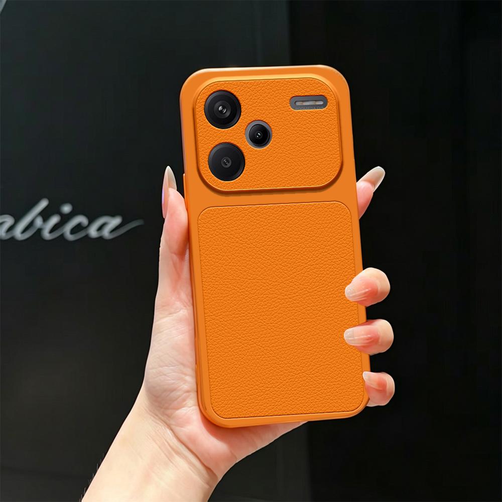 For Redmi Note 13 Pro+ Lambskin Series Skin Feel Shockproof Phone Case(Orange)