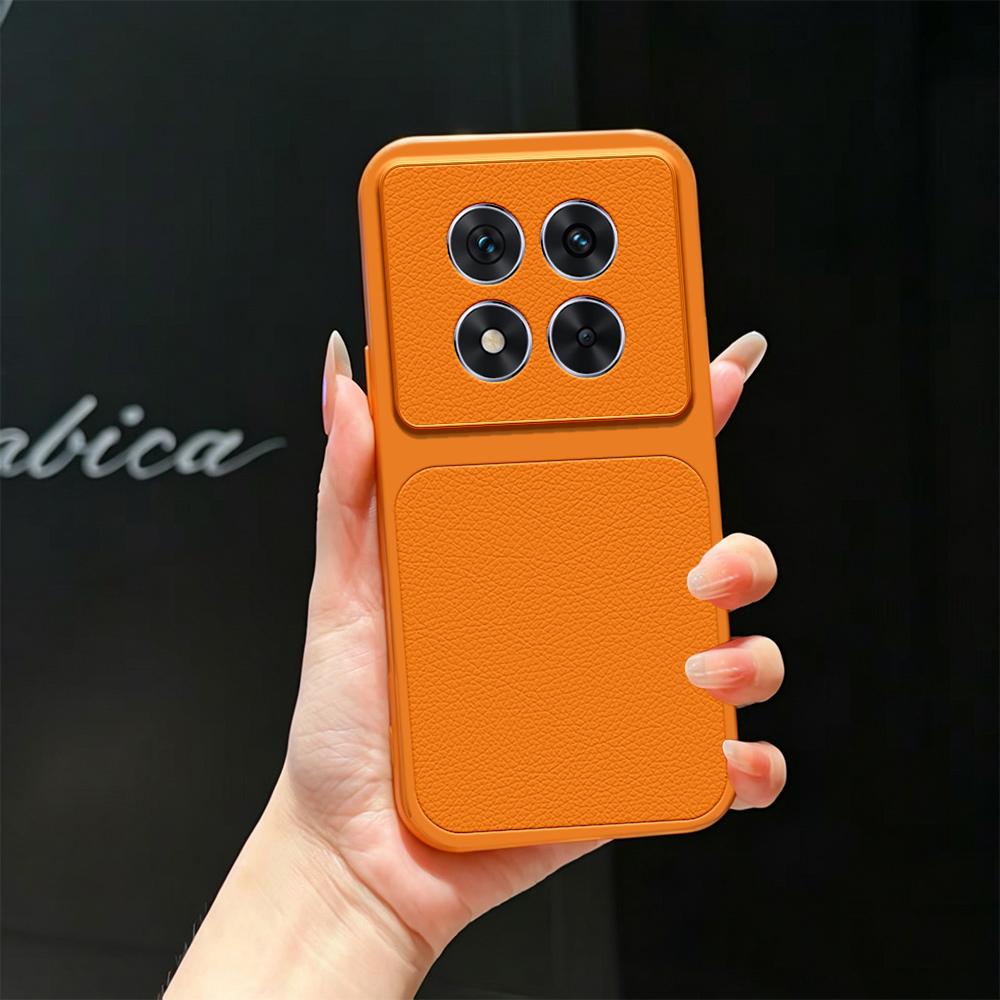 For Redmi Note 14 Pro 4G Lambskin Series Skin Feel Shockproof Phone Case(Orange)