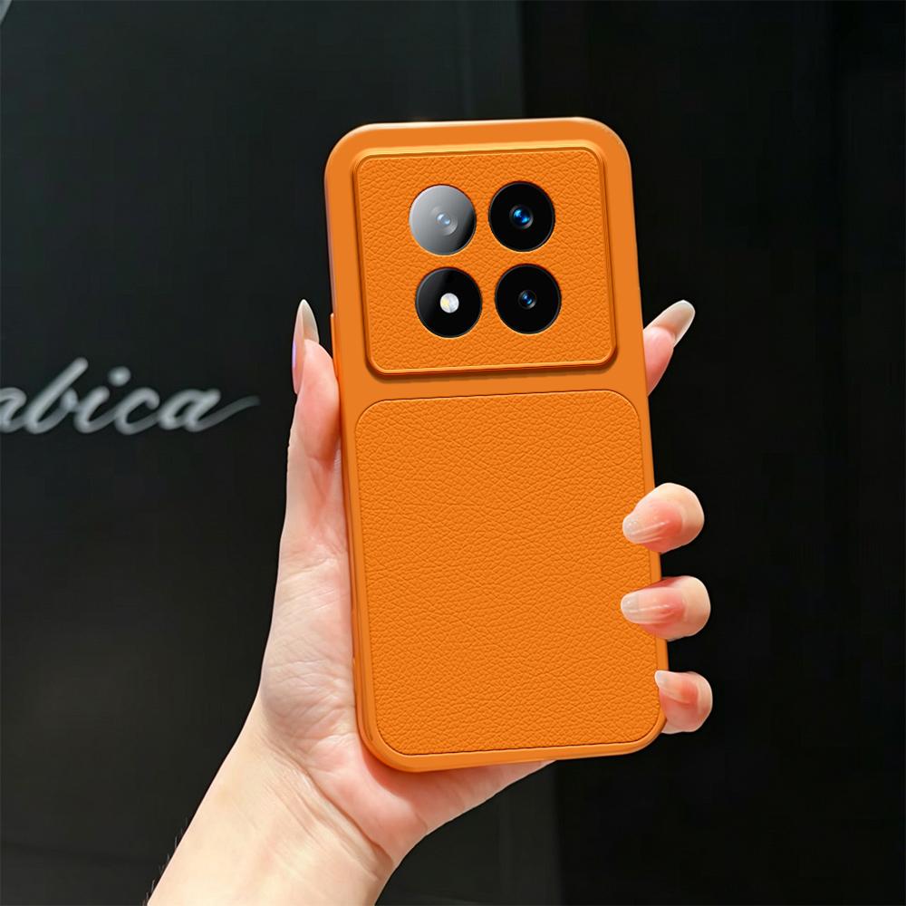For Redmi Note 14 Pro+ 5G Lambskin Series Skin Feel Shockproof Phone Case(Orange)