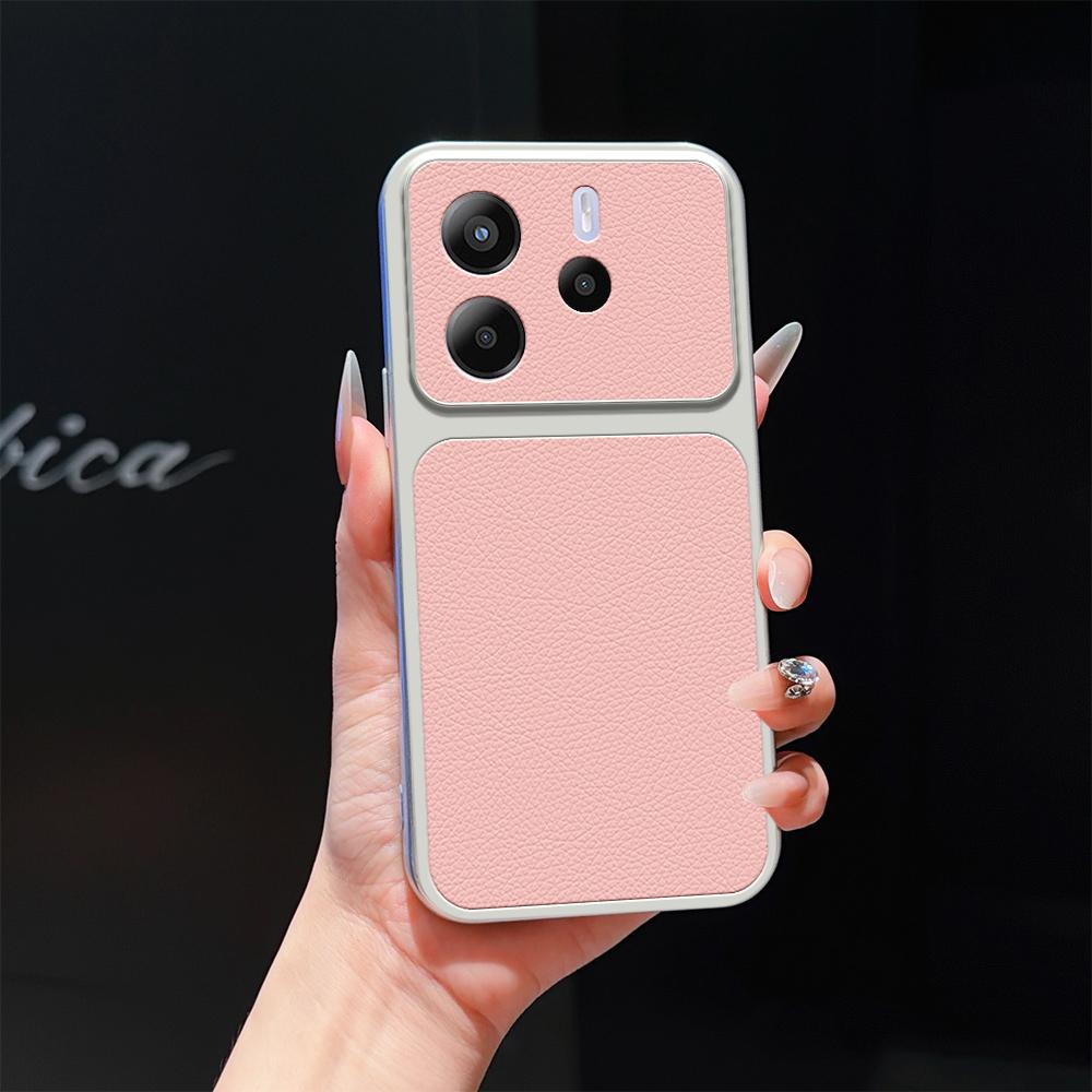For Redmi Note 14 5G Lambskin Series Skin Feel Shockproof Phone Case(Pink)