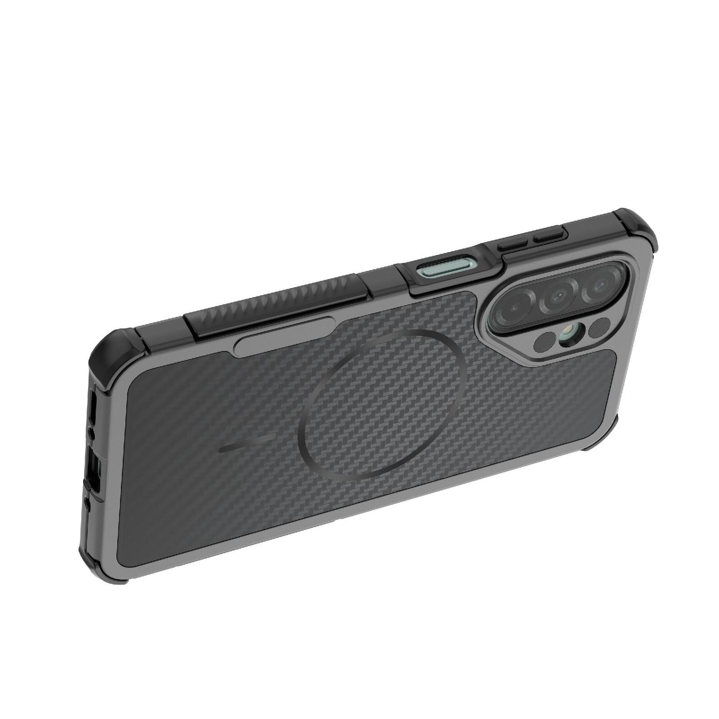 For Galaxy A26 5G Rugged Carbon Fiber Texture Airbag Shockproof Magnetic Phone Case(Gray)