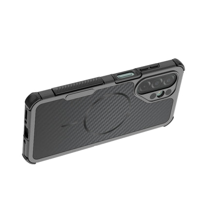 For Galaxy A26 5G Rugged Carbon Fiber Texture Airbag Shockproof Magnetic Phone Case(Blue)