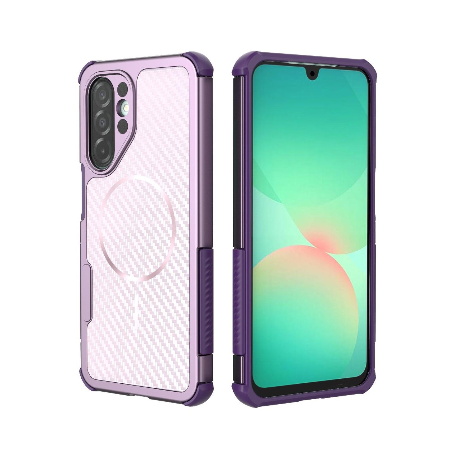 For Galaxy A26 5G Rugged Carbon Fiber Texture Airbag Shockproof Magnetic Phone Case(Purple)