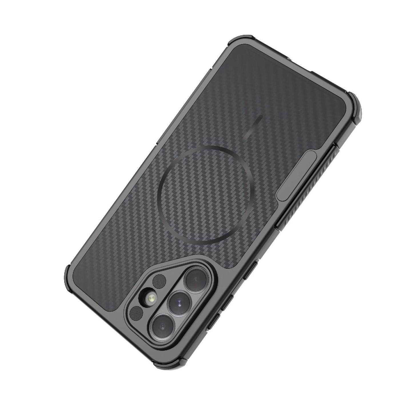 For Galaxy A56 5G Rugged Carbon Fiber Texture Airbag Shockproof Magnetic Phone Case(Gray)