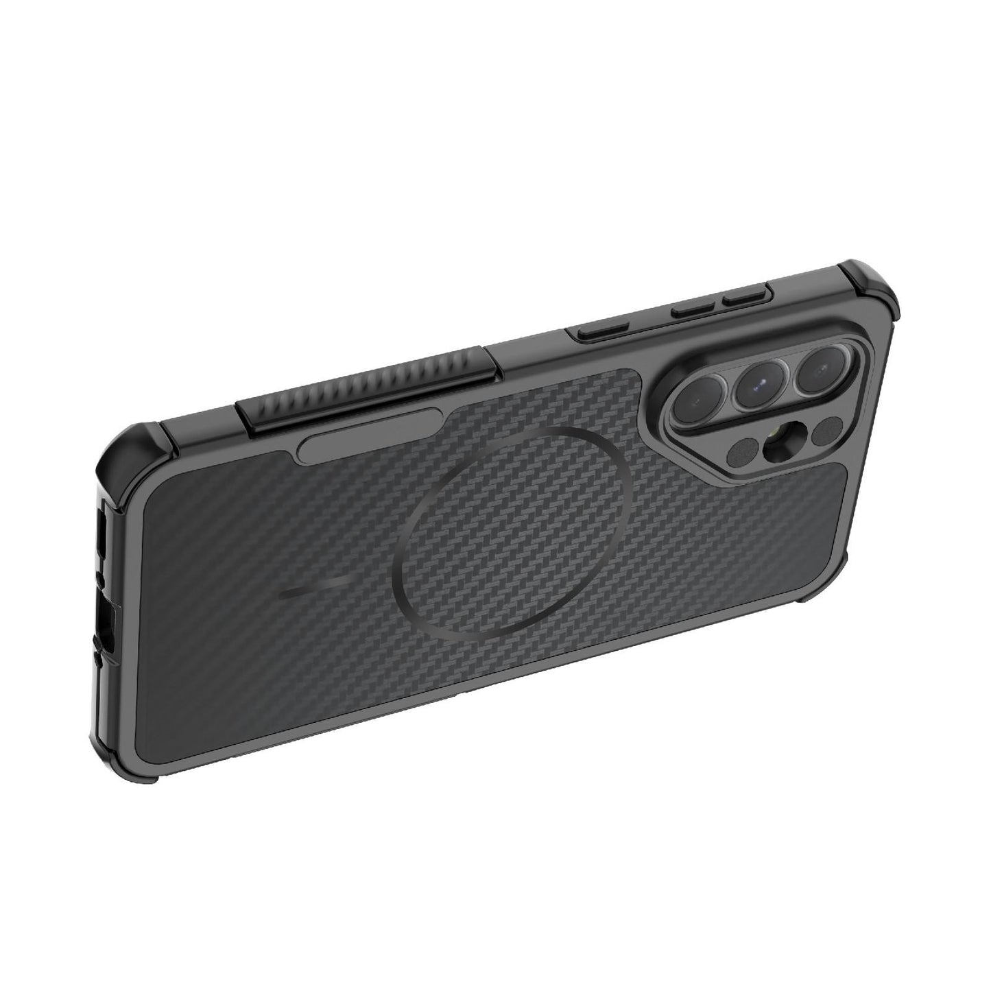 For Galaxy A56 5G Rugged Carbon Fiber Texture Airbag Shockproof Magnetic Phone Case(Purple)